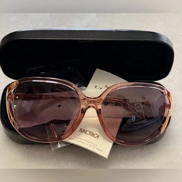 Coach HC8396U Pink Transparent Sunglasses Gold Gradient Glam - Picture 2 of 7